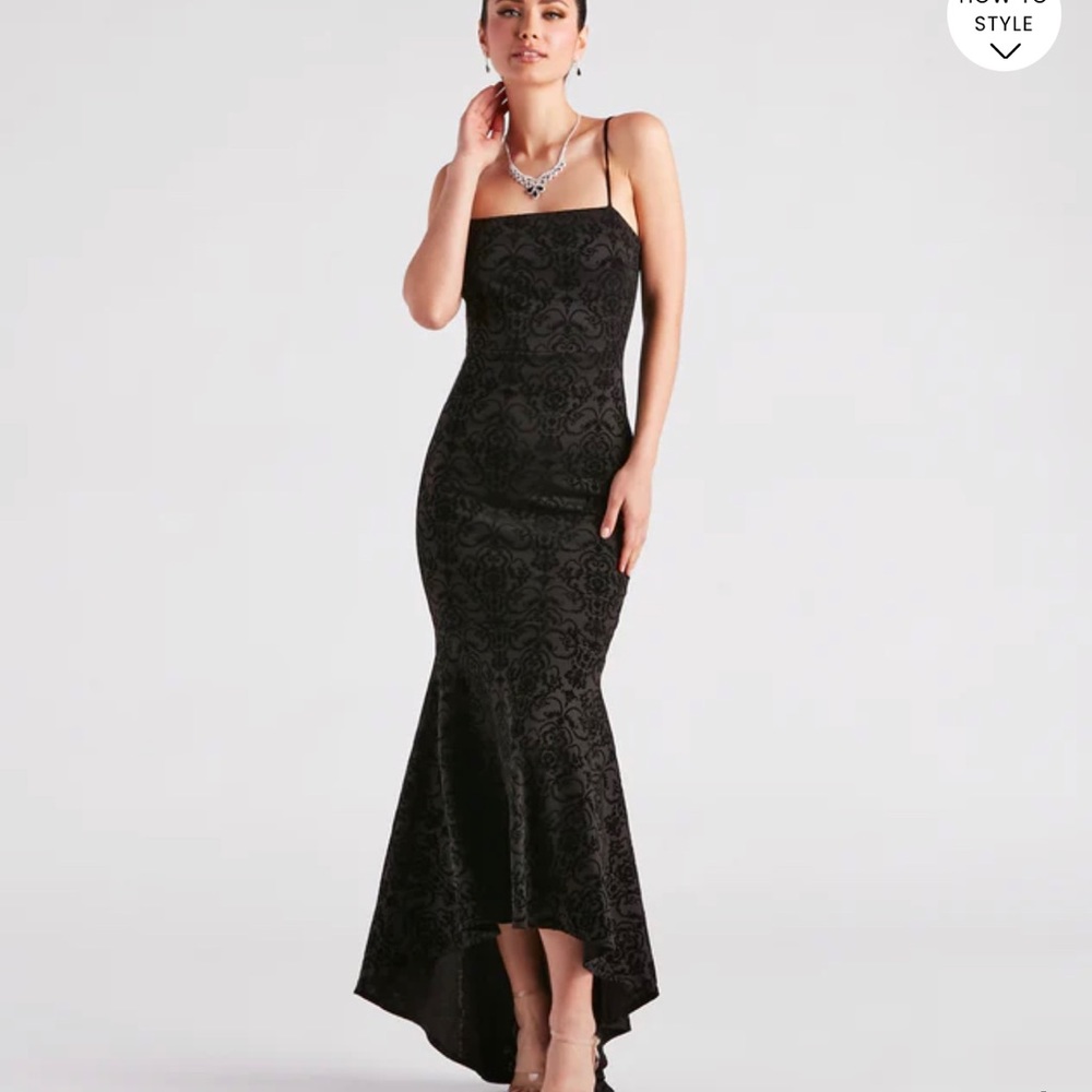 Black with velvet detailing dress *black tie* NEW